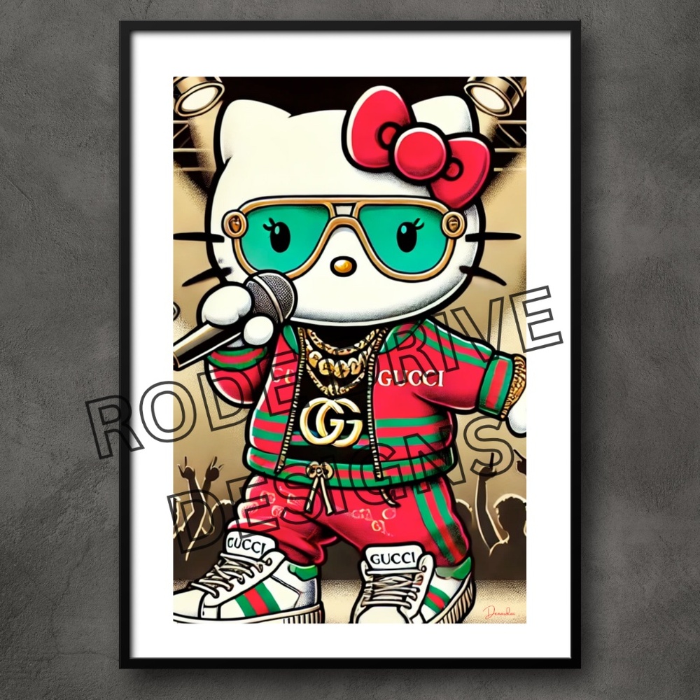 HELLO KITTY GUCCI FASHION MASH 11X17 HELLO KITTY ART BY THE ARTIST DENARDAI